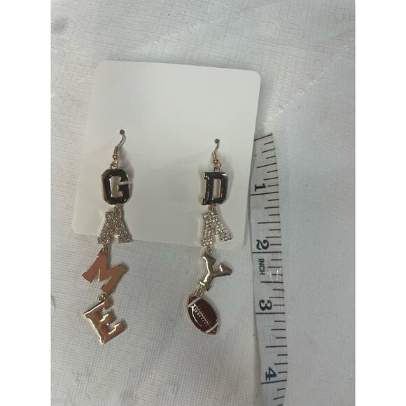 NWT Game Day Earrings College Football Dangle Gold Rhinestone - Picture 4 of 5